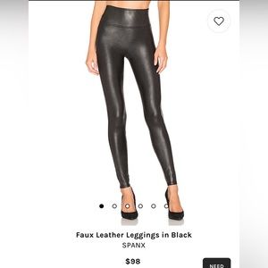 Spank Faux Leather Leggings in Black